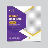 Winter sale social media post web banner square flyer template vector