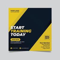 publicación en redes sociales de promoción de gimnasio y fitness, da forma a tu cuerpo diseño de plantilla de volante cuadrado de banner web vector