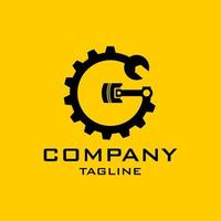 G garage service logo. gear logo, wrench logo, piston logo. design vintage