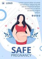 mujer embarazada o madre volante plantilla de atención médica diseño plano ilustración editable de fondo cuadrado para redes sociales o tarjeta de saludos vector