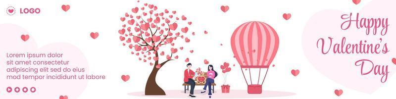 Happy Valentine's Day Banner Template Flat Design Illustration Editable of Square Background for Social media, Love Greeting Card or Web vector