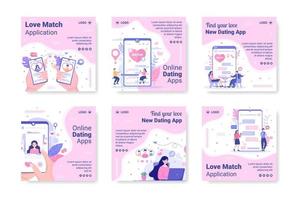 Dating App For a Love Match Post Template Flat Design Illustration Editable of Square Background Suitable to Social Media or Valentine Greetings Card vector