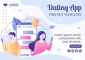 Dating App For a Love Match Brochure Template Flat Design Illustration Editable of Square Background Suitable to Social Media or Valentine Greetings Card vector