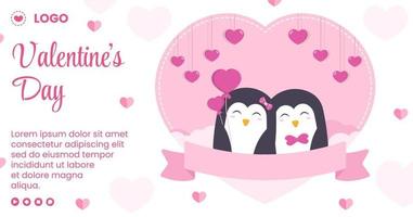 Happy Valentine's Day Post Template Flat Design Illustration Editable of Square Background for Social media, Love Greeting Card or Banner vector