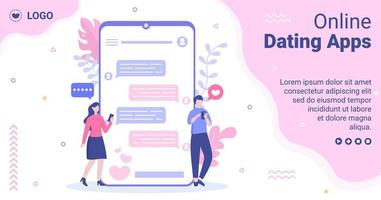Dating App For a Love Match Post Template Flat Design Illustration Editable of Square Background Suitable to Social Media or Valentine Greetings Card vector