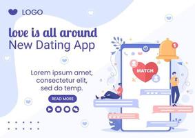 Dating App For a Love Match Brochure Template Flat Design Illustration Editable of Square Background Suitable to Social Media or Valentine Greetings Card vector