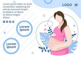 Pregnant Lady or Mother Brochure Health care Template Flat Design Illustration Editable of Square Background for Social media or Greetings Card vector