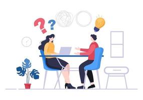 Problem and Solution in Business Solving to Look Ideas with the Concept of Teamwork Can use for Web Banner or Background Flat Illustration vector