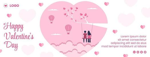 Happy Valentine's Day Cover Template Flat Design Illustration Editable of Square Background for Social media, Love Greeting Card or Banner vector