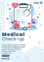 Plantilla de volante de chequeo médico Ilustración de diseño plano de atención médica editable de fondo cuadrado para redes sociales, tarjetas de felicitación o web vector