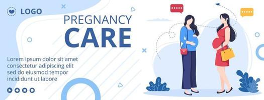 Pregnant Lady or Mother Cover Health care Template Flat Design Illustration Editable of Square Background for Social media or Greetings Card vector