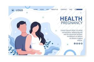 Pregnant Lady or Mother Landing Page Health care Template Flat Design Illustration Editable of Square Background for Social media or Greetings Card vector