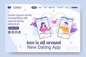 Dating App For a Love Match Landing Page Template Flat Design Illustration Editable of Square Background Suitable to Social Media or Valentine Greetings Card vector