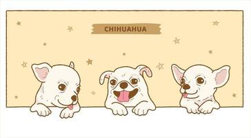 Cartoon chihuahua dog illustration background frame vector