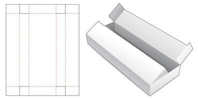 caja larga con plantilla troquelada de apertura media vector