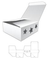 Cake box with star windows die cut template vector