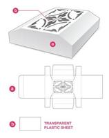 caja de cartón estaño biselado con plantilla troquelada de lámina de plástico y estarcida vector