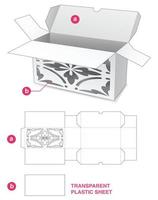 2 flips short box with stenciled and plastic sheet die cut template vector