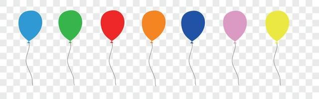 globos de colores en un conjunto de estilo plano. vector