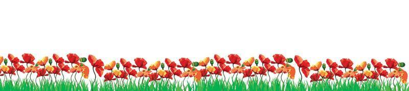 Green poppy field with copy-space vector