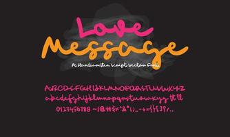 mensaje de amor alfabeto script vector, fuente manuscrita vector