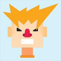 Flat style boy's face with yellow crazy hairstyle. vector