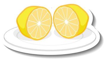 Chopped lemon on a white plate vector