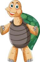 Turtle with green shell in cartoon style vector