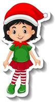 A girl in Christmas costumes vector