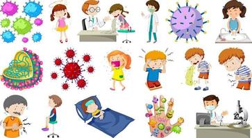 Set of sick people with different syptoms vector