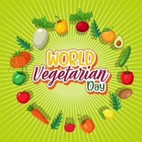 World Vegetarian Day logo with vegetable and fruit vector