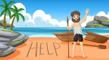 A man on deserted island isolated vector