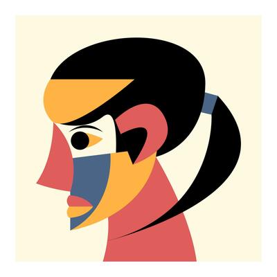 face abstraction wall art illustration design vector.