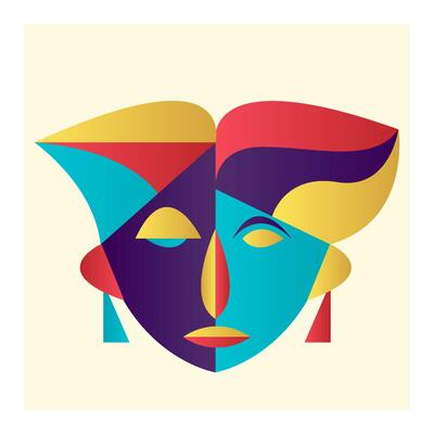 face abstraction wall art illustration design vector.