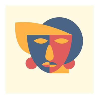 face abstraction wall art illustration design vector.