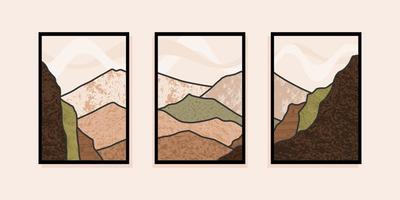 Set of abstract mountain painting. abstract art background. Vector Illustration.