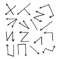 Arrows hand drawn doodle vector set.