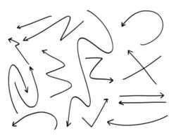 Arrows hand drawn doodle vector set.