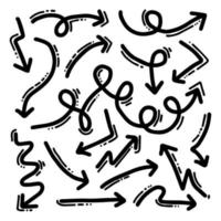 Arrows hand drawn doodle vector set.