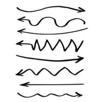 Arrows hand drawn doodle vector set.