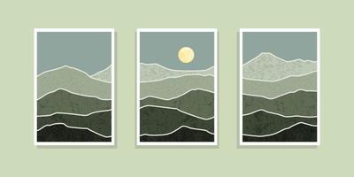 Set of abstract mountain painting. abstract art background. Vector Illustration.
