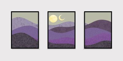 Set of abstract mountain painting. abstract art background. Vector Illustration.