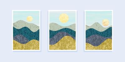 Set of abstract mountain painting. abstract art background. Vector Illustration.