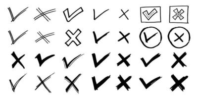 Tick and cross  signs. Checkmark OK and X icons. vector