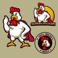 ilustración de pollo super para restaurante de comida y granja vector