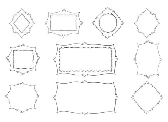 Hand drawn frames vector design illustration isolated on white background