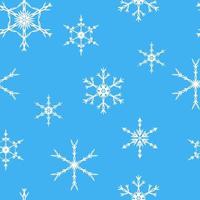 Christmas seamless pattern snowflake on blue background in flat geometric style. vector