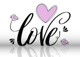 Valentines Day background with hand drawn design and lettering vector