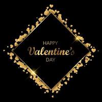 Black and gold Valentines Day background vector