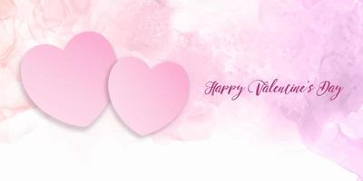 Watercolour Valentines Day banner vector